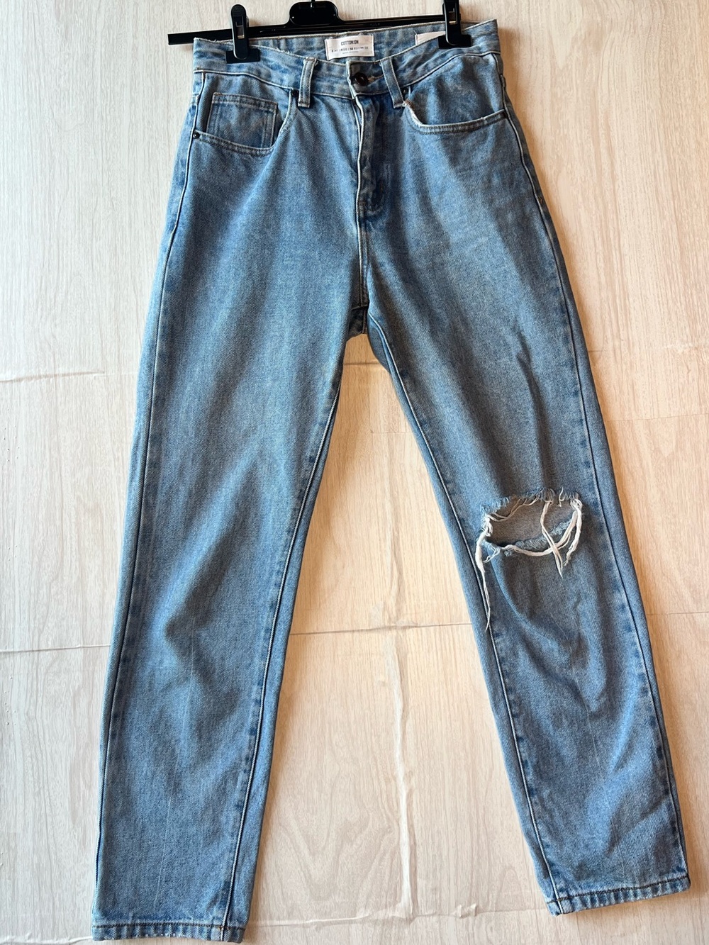 Cotton On Light Blue Women's Boot Cut Jeans with Knee Rip